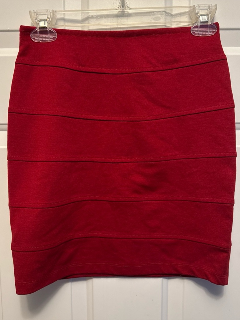 Basic House Womens Pencil Skirt Red Elastic Waist Size S